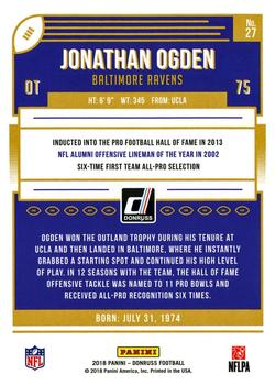 2018 Donruss - Jersey Number #27 Jonathan Ogden Back