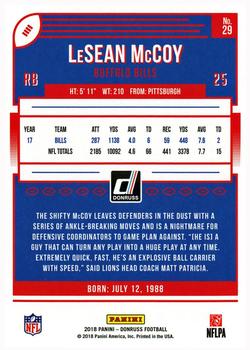 2018 Donruss - Jersey Number #29 LeSean McCoy Back