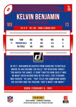 2018 Donruss - Jersey Number #30 Kelvin Benjamin Back