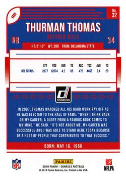 2018 Donruss - Jersey Number #32 Thurman Thomas Back