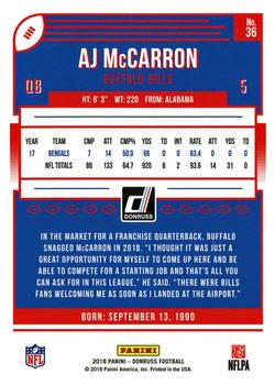 2018 Donruss - Jersey Number #36 AJ McCarron Back