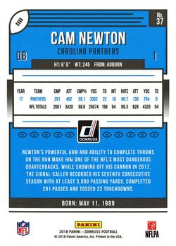 2018 Donruss - Jersey Number #37 Cam Newton Back