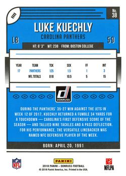 2018 Donruss - Jersey Number #38 Luke Kuechly Back