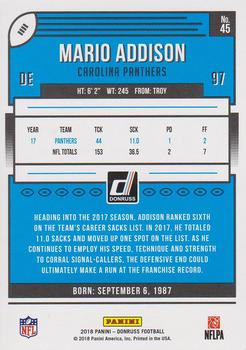 2018 Donruss - Jersey Number #45 Mario Addison Back