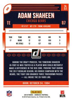 2018 Donruss - Jersey Number #51 Adam Shaheen Back