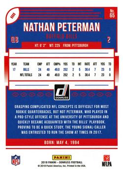 2018 Donruss - Jersey Number #65 Nathan Peterman Back