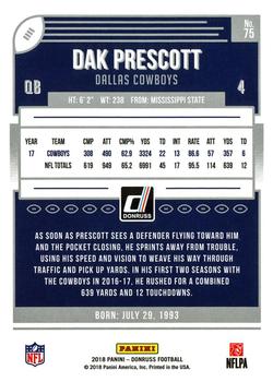 2018 Donruss - Jersey Number #75 Dak Prescott Back
