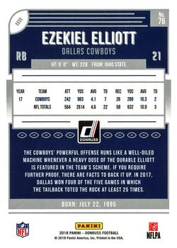 2018 Donruss - Jersey Number #76 Ezekiel Elliott Back