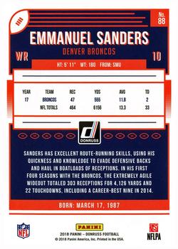 2018 Donruss - Jersey Number #88 Emmanuel Sanders Back