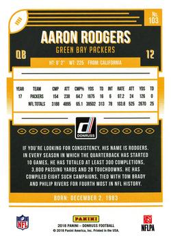 2018 Donruss - Jersey Number #103 Aaron Rodgers Back