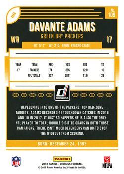 2018 Donruss - Jersey Number #109 Davante Adams Back