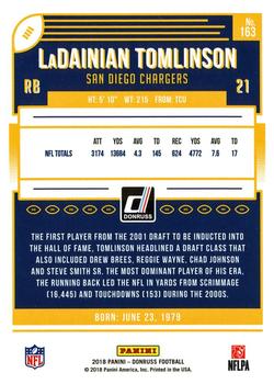 2018 Donruss - Jersey Number #163 LaDainian Tomlinson Back