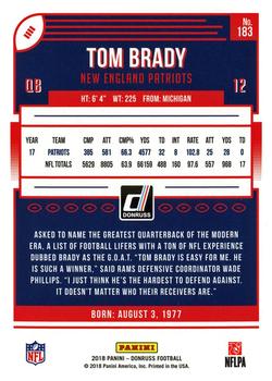2018 Donruss - Jersey Number #183 Tom Brady Back