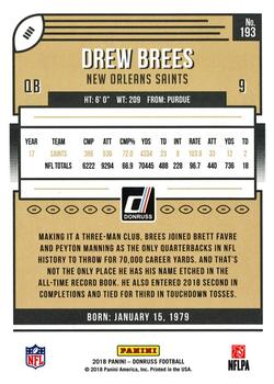2018 Donruss - Jersey Number #193 Drew Brees Back