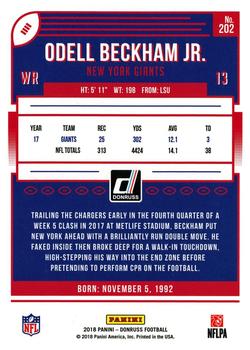 2018 Donruss - Jersey Number #202 Odell Beckham Jr. Back