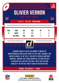 2018 Donruss - Jersey Number #206 Olivier Vernon Back