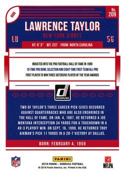 2018 Donruss - Jersey Number #209 Lawrence Taylor Back