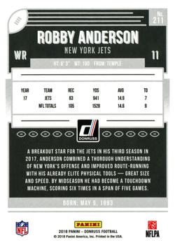 2018 Donruss - Jersey Number #211 Robby Anderson Back