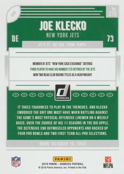 2018 Donruss - Jersey Number #215 Joe Klecko Back