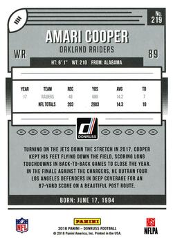 2018 Donruss - Jersey Number #219 Amari Cooper Back