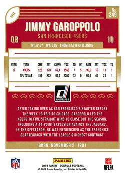 2018 Donruss - Jersey Number #249 Jimmy Garoppolo Back