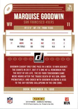 2018 Donruss - Jersey Number #251 Marquise Goodwin Back