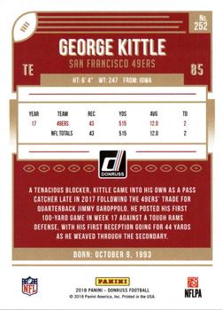 2018 Donruss - Jersey Number #252 George Kittle Back