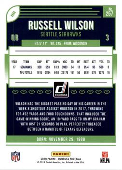 2018 Donruss - Jersey Number #257 Russell Wilson Back