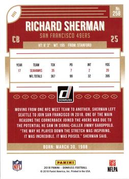 2018 Donruss - Jersey Number #258 Richard Sherman Back