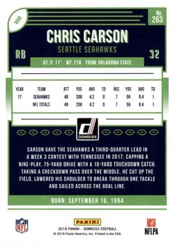 2018 Donruss - Jersey Number #263 Chris Carson Back