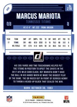 2018 Donruss - Jersey Number #278 Marcus Mariota Back