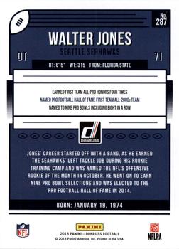2018 Donruss - Jersey Number #287 Walter Jones Back