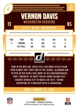 2018 Donruss - Jersey Number #291 Vernon Davis Back
