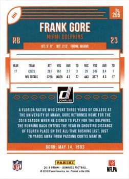 2018 Donruss - Jersey Number #295 Frank Gore Back