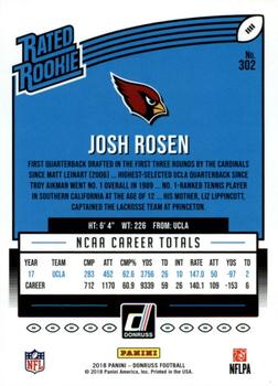 2018 Donruss - Jersey Number #302 Josh Rosen Back