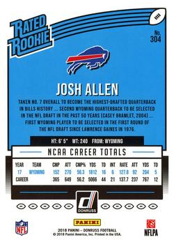 2018 Donruss - Jersey Number #304 Josh Allen Back