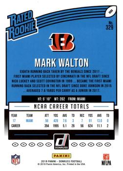 2018 Donruss - Jersey Number #329 Mark Walton Back