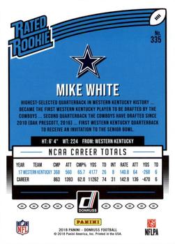 2018 Donruss - Jersey Number #335 Mike White Back