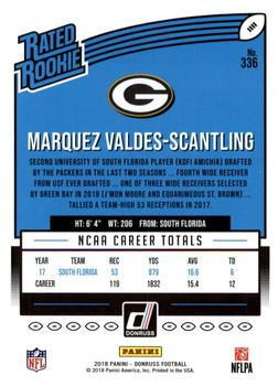 2018 Donruss - Jersey Number #336 Marquez Valdes-Scantling Back