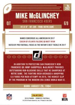 2018 Donruss - Jersey Number #352 Mike McGlinchey Back