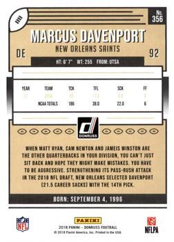 2018 Donruss - Jersey Number #356 Marcus Davenport Back