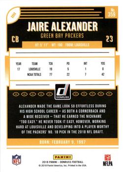 2018 Donruss - Jersey Number #359 Jaire Alexander Back