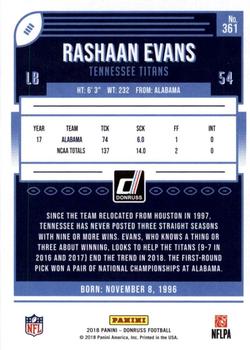 2018 Donruss - Jersey Number #361 Rashaan Evans Back