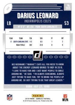 2018 Donruss - Jersey Number #365 Darius Leonard Back
