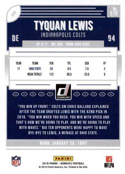 2018 Donruss - Jersey Number #378 Tyquan Lewis Back