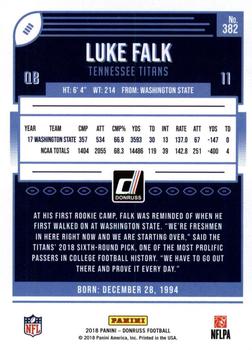 2018 Donruss - Jersey Number #382 Luke Falk Back