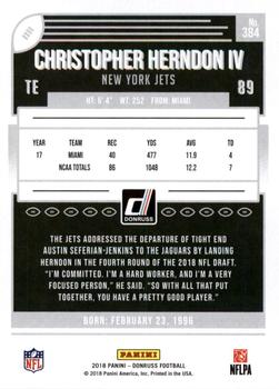 2018 Donruss - Jersey Number #384 Christopher Herndon IV Back