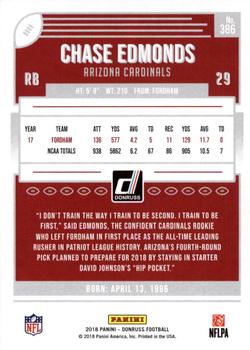 2018 Donruss - Jersey Number #386 Chase Edmonds Back