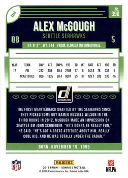 2018 Donruss - Jersey Number #390 Alex McGough Back