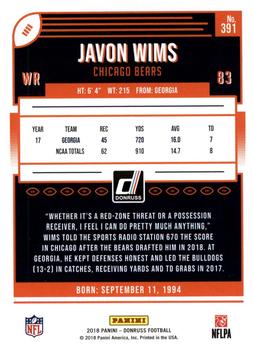 2018 Donruss - Jersey Number #391 Javon Wims Back
